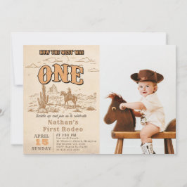 Western Vintage Rodeo 1st Birthday Invitation Kaart