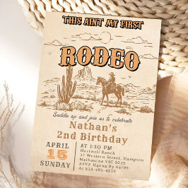 Western Vintage Rodeo 2nd Birthday Invitation Kaart