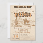 Western Vintage Rodeo 2nd Birthday Invitation Kaart (Voorkant)