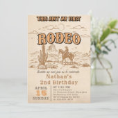 Western Vintage Rodeo 2nd Birthday Invitation Kaart (Staand voorkant)