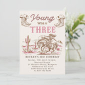 Western Vintage Rodeo 3rd Birthday Invitation  Kaart (Staand voorkant)