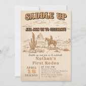 Western Vintage Rodeo Birthday Invitation  Kaart (Voorkant)