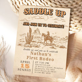 Western Vintage Rodeo Birthday Invitation Kaart