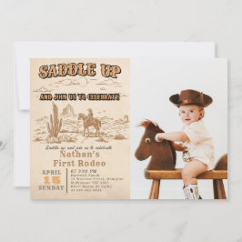 Western Vintage Rodeo Birthday Invitation Kaart
