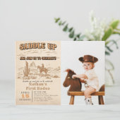 Western Vintage Rodeo Birthday Invitation Kaart (Staand voorkant)