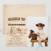 Western Vintage Rodeo Birthday Invitation Kaart (Voorkant / Achterkant)