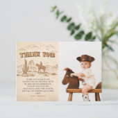 Western Vintage Rodeo Cowboy Bedankkaart (Staand voorkant)