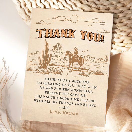 Western Vintage Rodeo Cowboy Bedankkaart