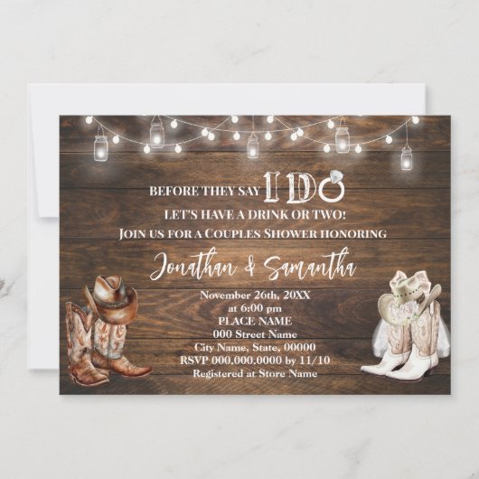Western voordat ik doe Country Boots Couples Showe Kaart (Voorkant)