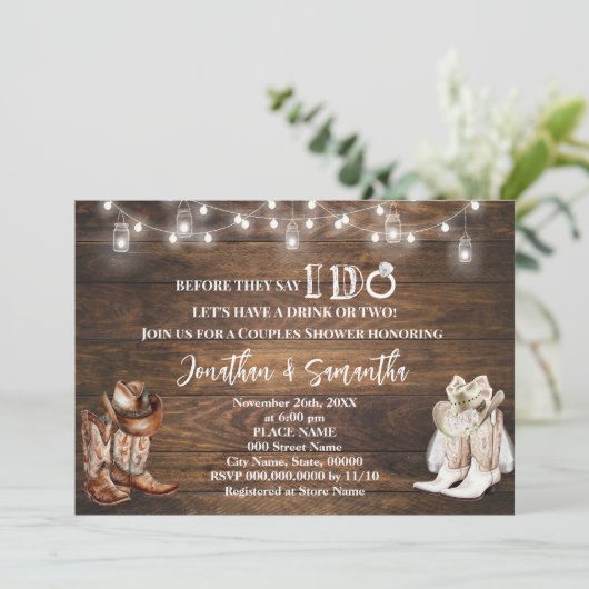 Western voordat ik doe Country Boots Couples Showe Kaart (Staand voorkant)