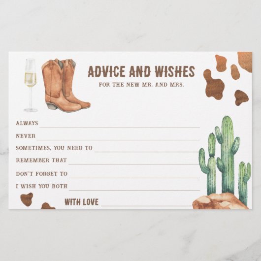 Western Vrijgezellenfeest advies en wensen Briefpapier (Voorkant)