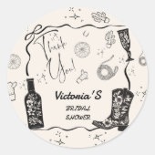 Western Vrijgezellenfeest Dank u Ronde Sticker (Voorkant)