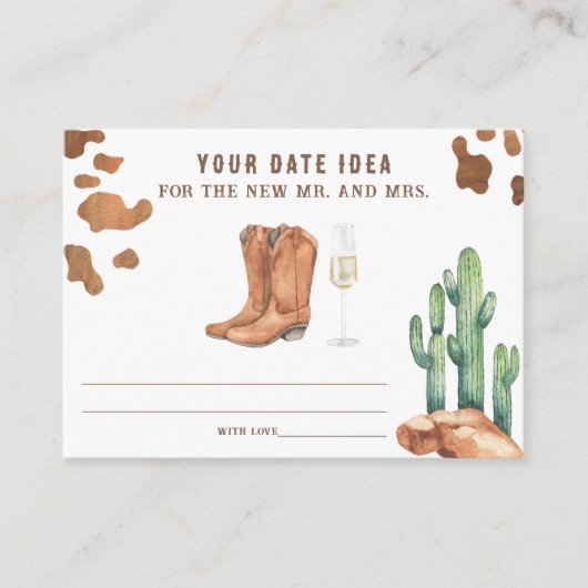 Western Vrijgezellenfeest Datum nacht ideeën Datum Informatiekaartje (Voorkant)