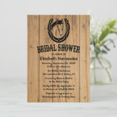 Western Vrijgezellenfeest Hoefijzer bruin hout Kaart (Staand voorkant)