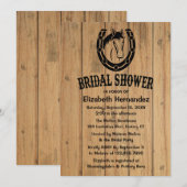 Western Vrijgezellenfeest Hoefijzer bruin hout Kaart (Voorkant / Achterkant)