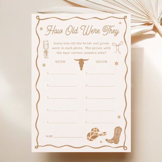 Western Vrijgezellenfeest Leeftijd Gissen Game Kaa Kaart