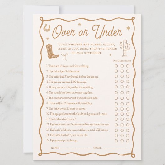 Western Vrijgezellenfeest over of onder Kaart (Voorkant)