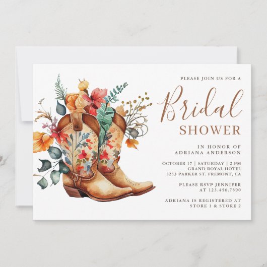 Western Vrijgezellenfeest van Cowgirl Floral Boots Kaart (Voorkant)