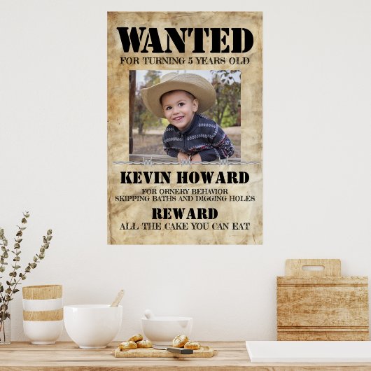 Western Wanted Birthday Poster (Keuken)
