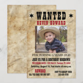 Western Wanted Poster Birthday Kaart (Voorkant / Achterkant)