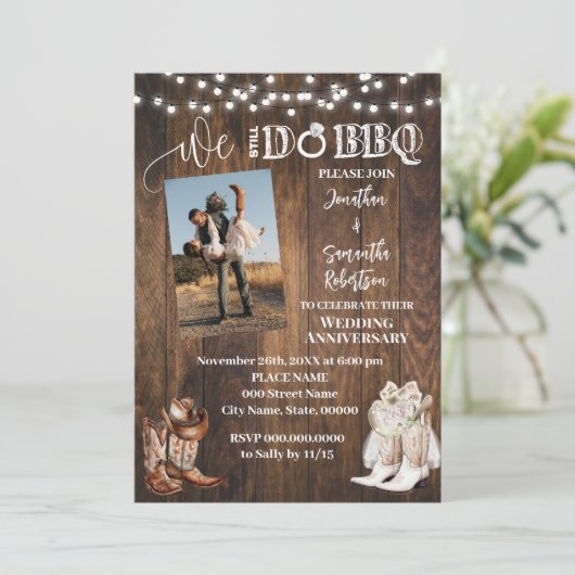 Western We doen nog steeds Country Wedding Jubileu Kaart (Staand voorkant)