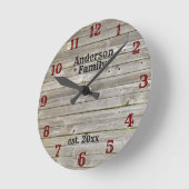Western Weathered Barn Wood Aangepaste naam Ronde Klok (Hoek)
