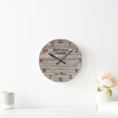 Western Weathered Barn Wood Aangepaste naam Ronde Klok (Huis)