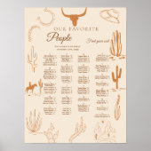 Western Wedding Alphabetical Seating  Poster (Voorkant)