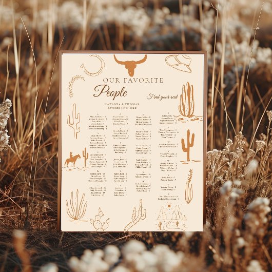 Western Wedding Alphabetical Seating  Poster