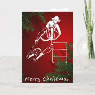 Western Wenskaart Christmas Barrel Racing Feestdagen Kaart
