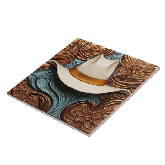 Western White Ranch Cowboy Pet Tegeltje (Zijkant)