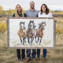 Western Wild & Free Mustang Horses Briefkaart Deken