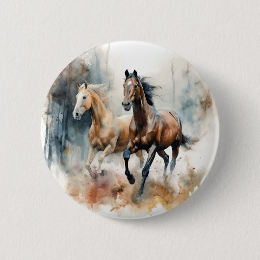 Western wild paard ronde button 5,7 cm (Voorkant)