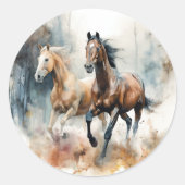 Western wild paard ronde sticker (Voorkant)
