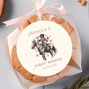 Western Wild West Country Cowgirl Birthday Ronde Sticker