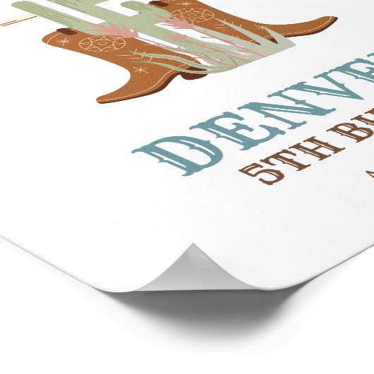 Western Wild West Cowboy Birthday Party Welkom Poster (Hoek)