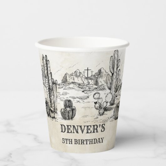  Western Wild West Cowboy Verjaardagsfeest Papieren Bekers (Voorkant)