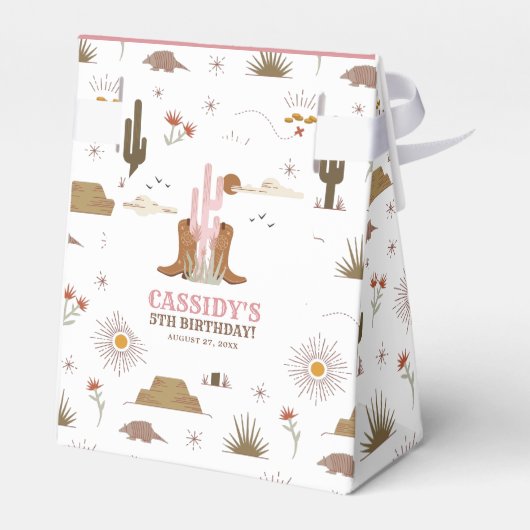 Western Wild West Cowgirl Birthday Party Bedankdoosjes (Achterkant)