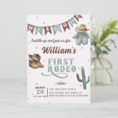 Western Wild West Eerste Rodeo Cowboy Verjaardag Kaart (Staand voorkant)