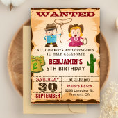 Western Wild West Gezocht Cowboy Birthday Party Kaart