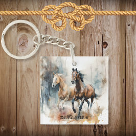 Western Wilde Paard Acryl Sleutelhanger