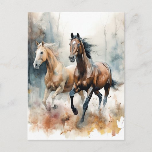 Western Wilde Paard Briefkaart (Voorkant)