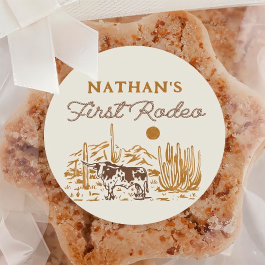Western Wilde Westen Eerste Rodeo 1e Verjaardag St Ronde Sticker