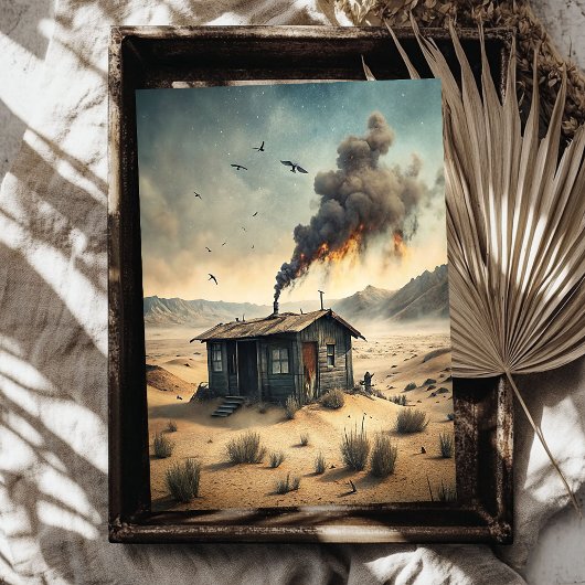 Western Wilde Westen Kleine Houten Huis in Prairie Tissuepapier