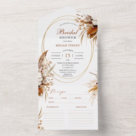 Western Wildflower Vrijgezellenfeest Recept All In One Uitnodiging (Binnen)