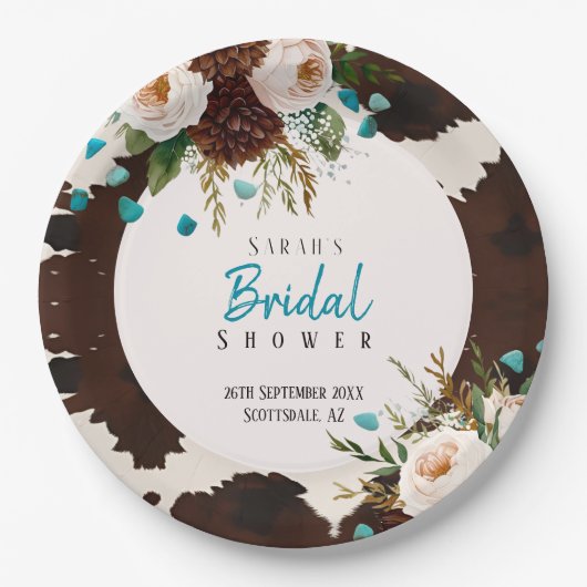 Western Wildflowers Rustic Boho Papieren Bordje (Voorkant)