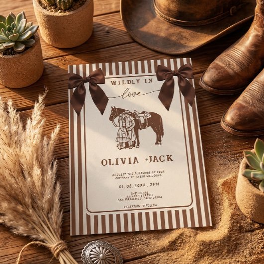 Western Wildly in love Hand Drawn Wedding Kaart