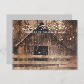 western winterbarnsteenbruiloft in het rustige lan aankondigingskaart (Voorkant / Achterkant)