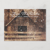 western winterbarnsteenbruiloft in het rustige lan aankondigingskaart (Voorkant)