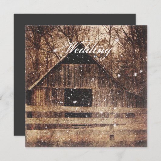 western winterbarnsteenbruiloft in het rustige lan kaart (Voorkant / Achterkant)